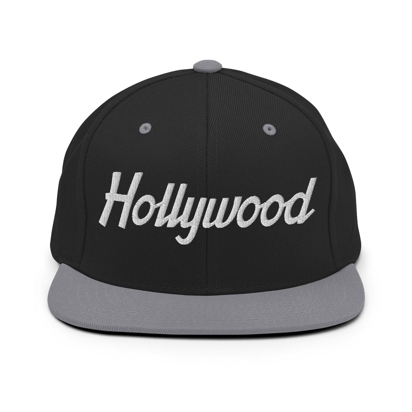 Hollywood Script Snapback Hat Black Silver