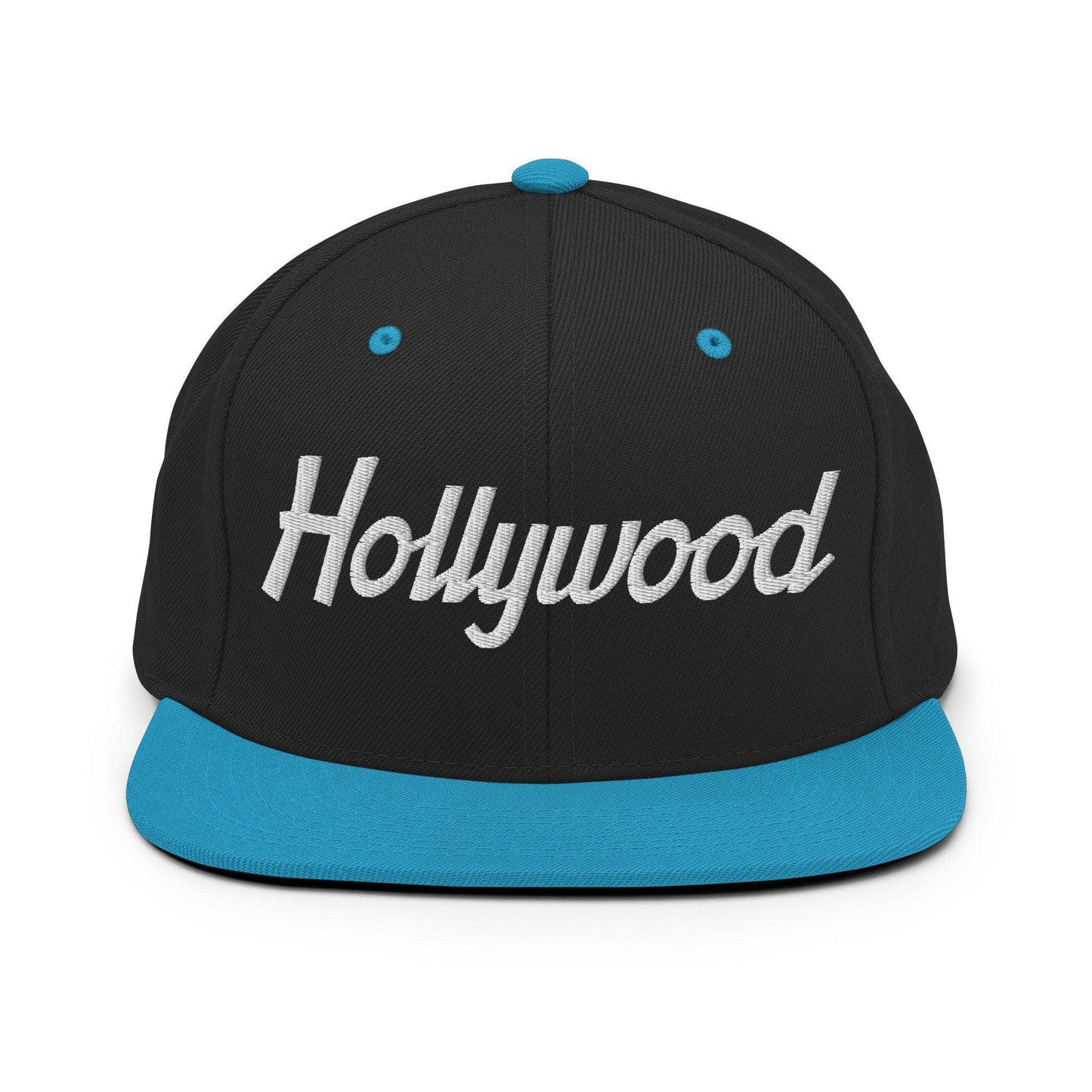 Hollywood Script Snapback Hat Black Teal