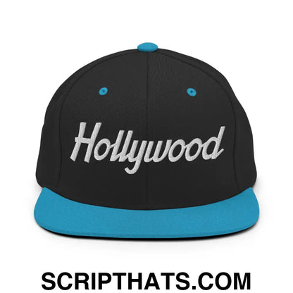 Hollywood Script Snapback Hat Black Teal