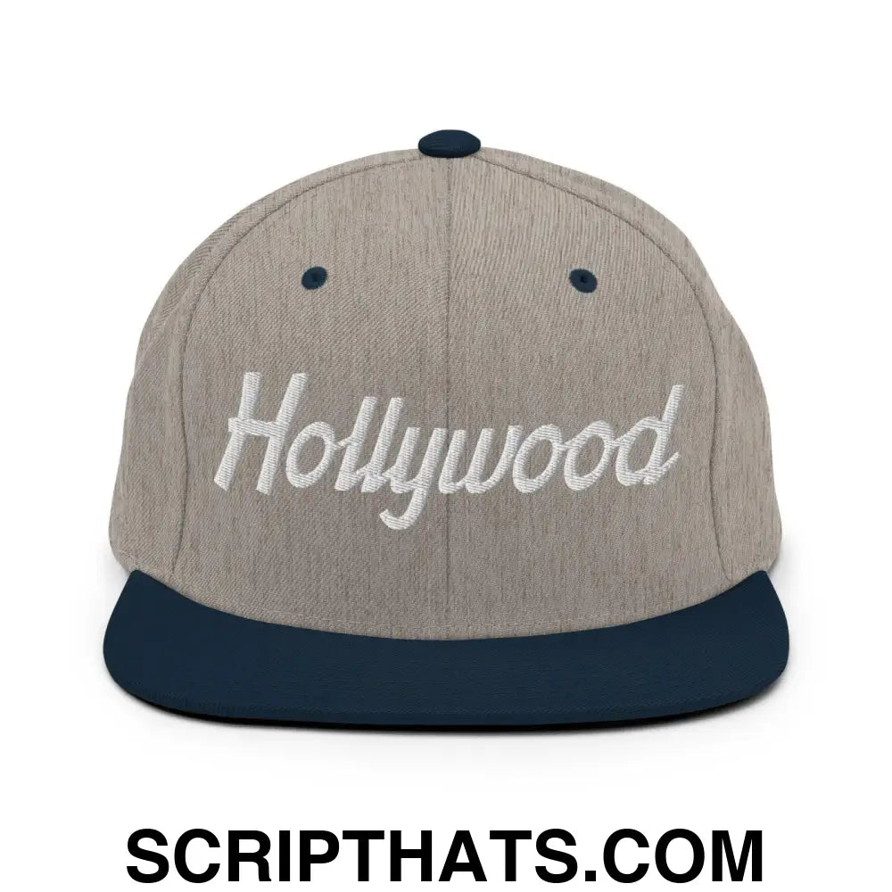 Hollywood Script Snapback Hat Heather Grey Navy