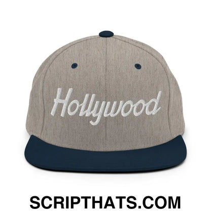 Hollywood Script Snapback Hat Heather Grey Navy