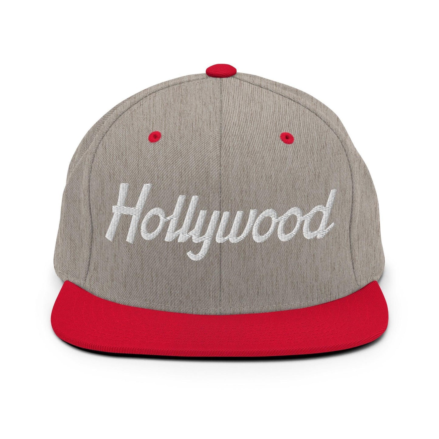 Hollywood Script Snapback Hat Heather Grey Red