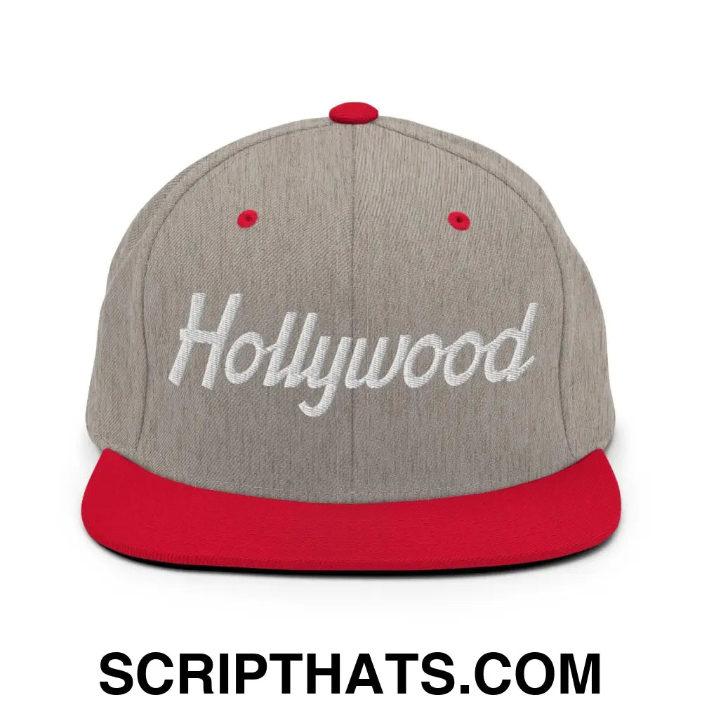 Hollywood Script Snapback Hat Heather Grey Red