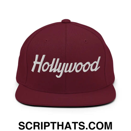 Hollywood Script Snapback Hat Maroon