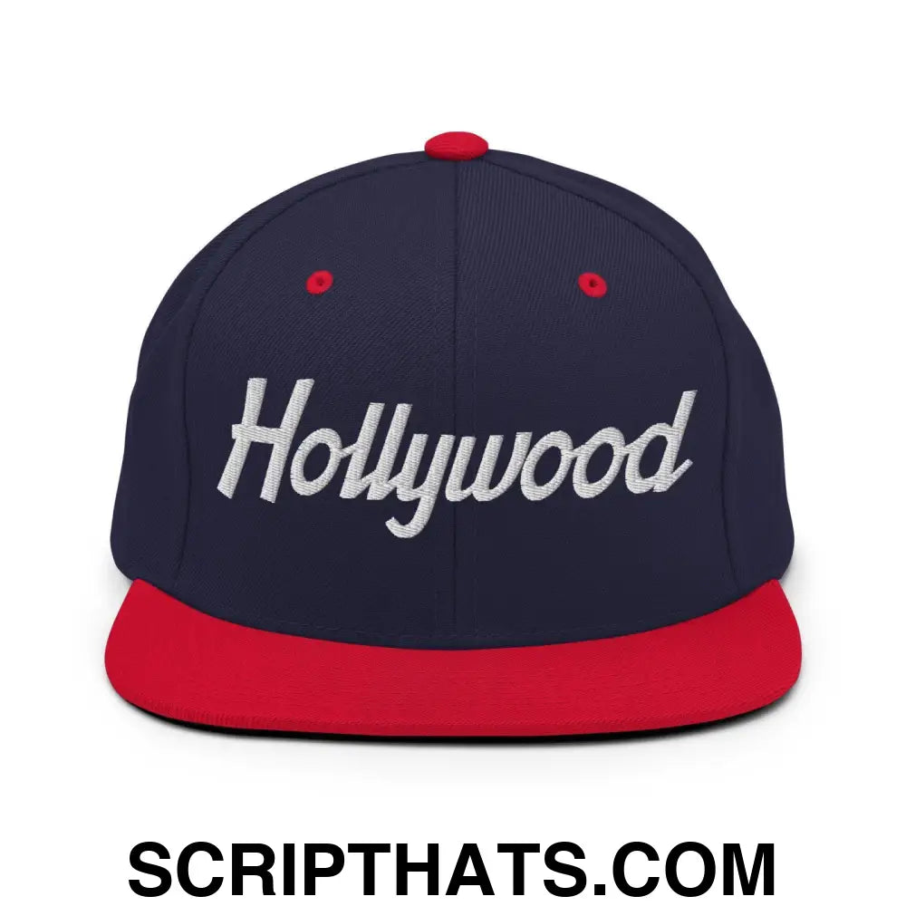 Hollywood Script Snapback Hat Navy Red