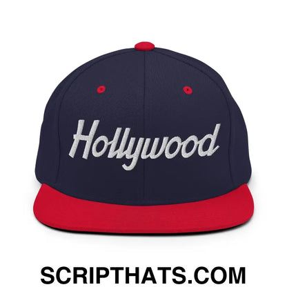 Hollywood Script Snapback Hat Navy Red