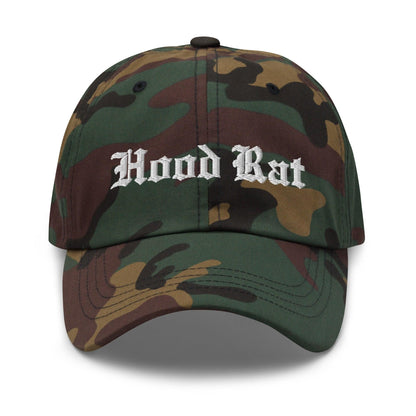 Hood Rat OG Old English Dad Hat Green Camo