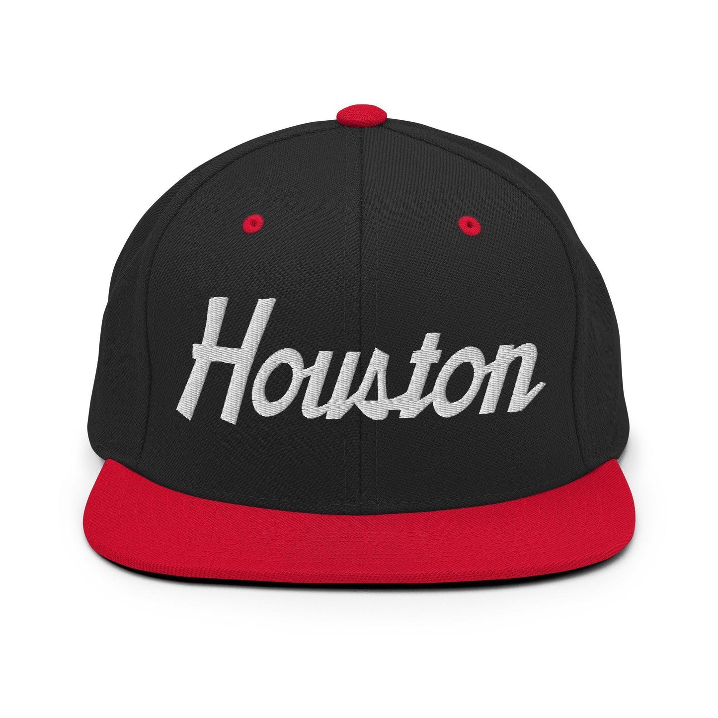 Houston Script Snapback Hat Black Red