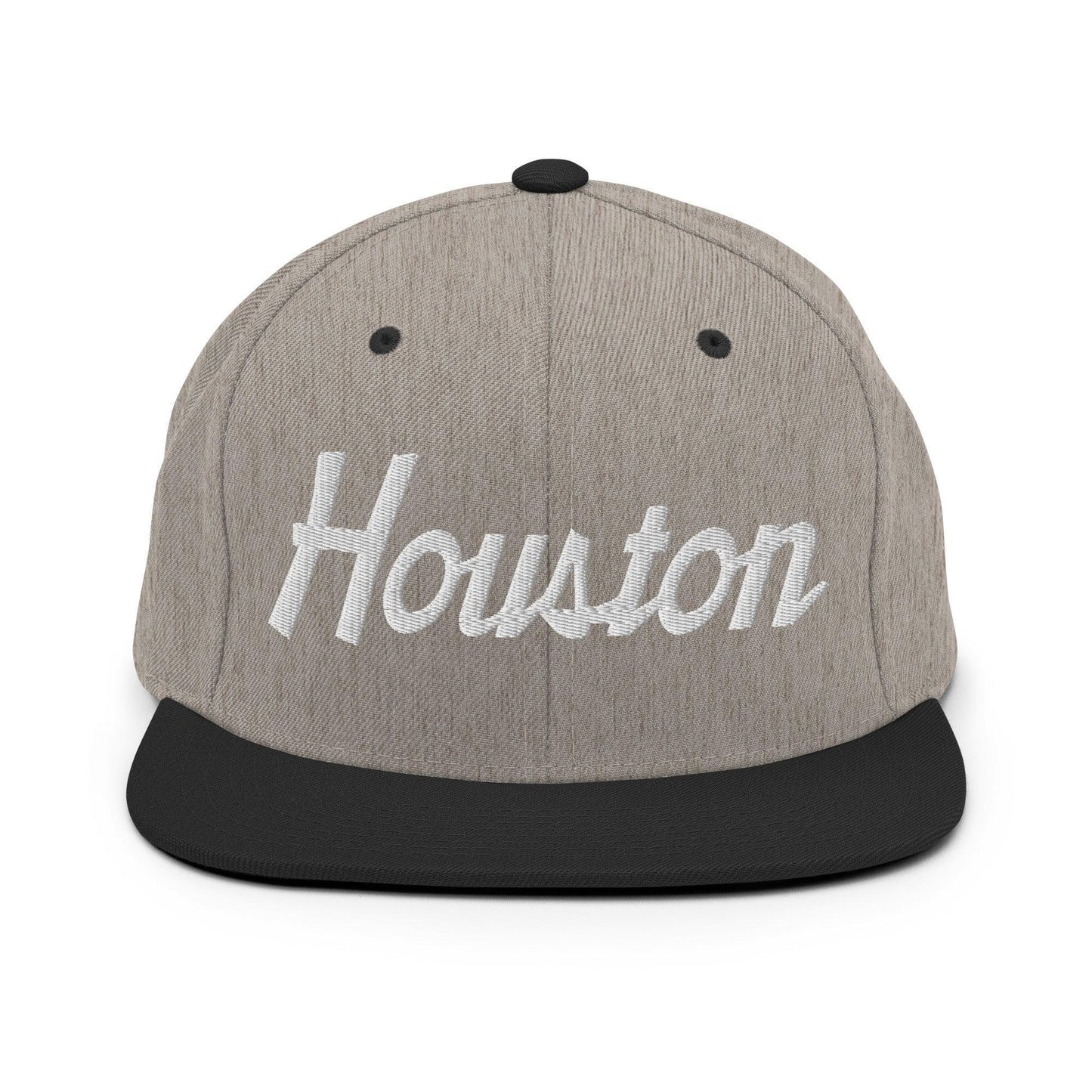 Houston Script Snapback Hat Heather Black