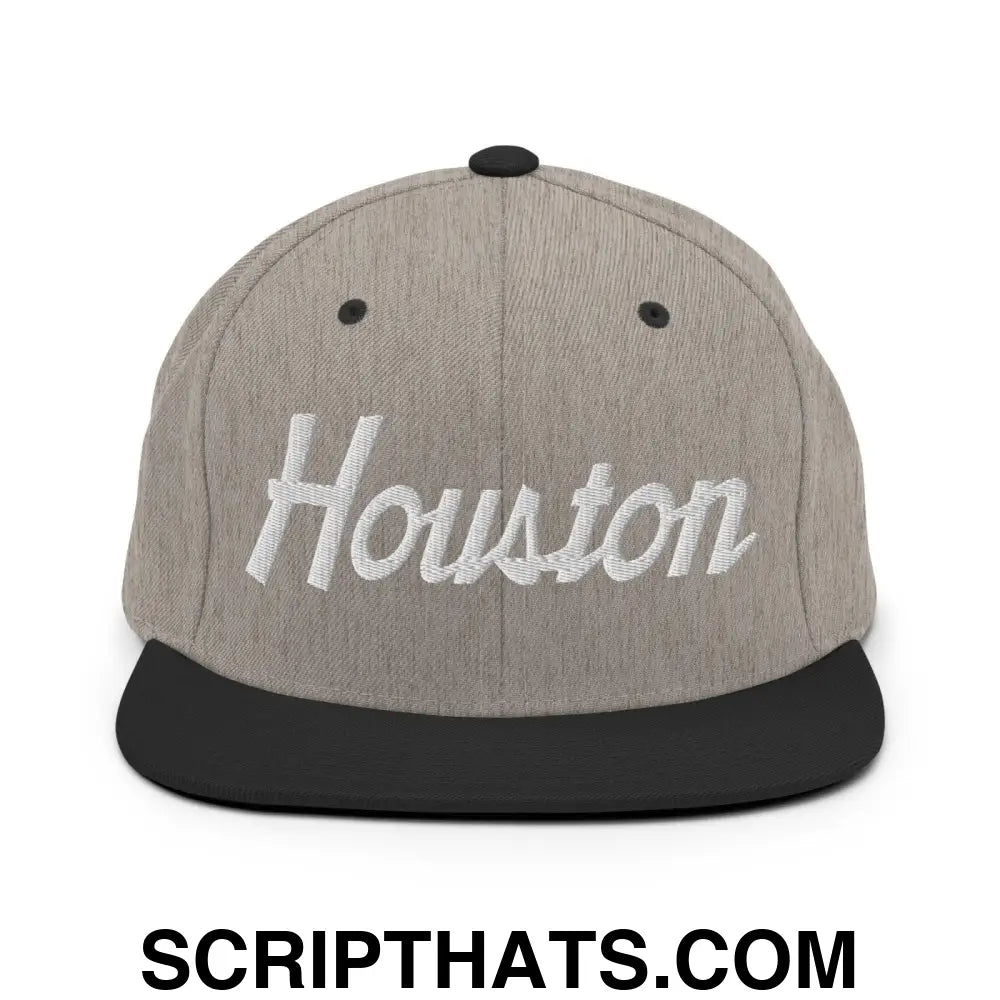 Houston Script Snapback Hat Heather Black