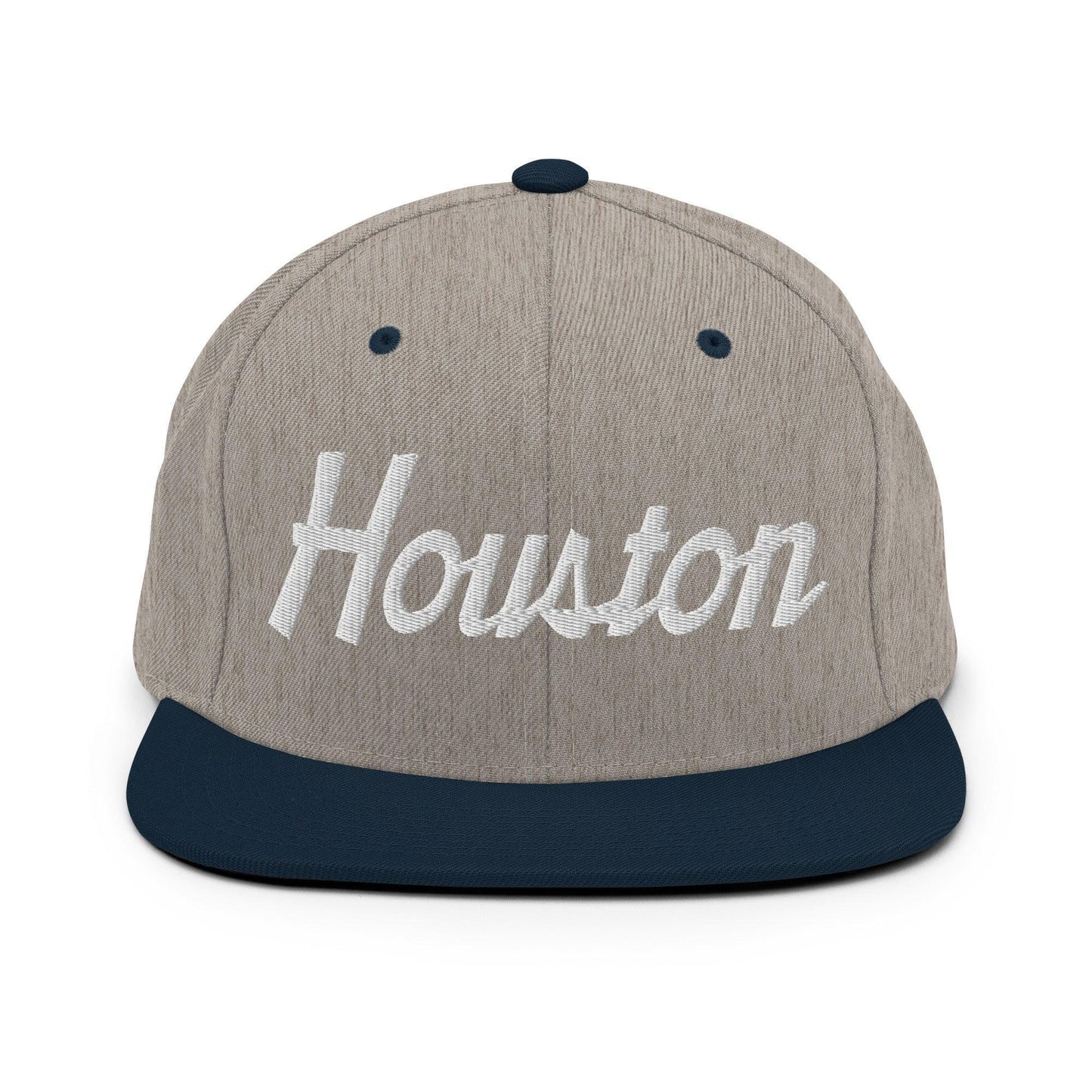 Houston Script Snapback Hat Heather Grey Navy