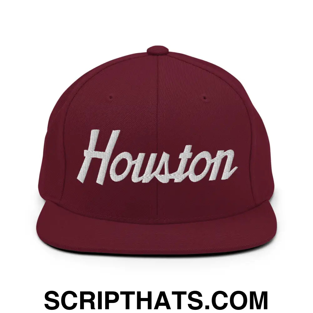 Houston Script Snapback Hat Maroon