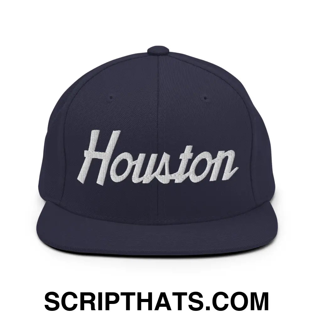 Houston Script Snapback Hat Navy