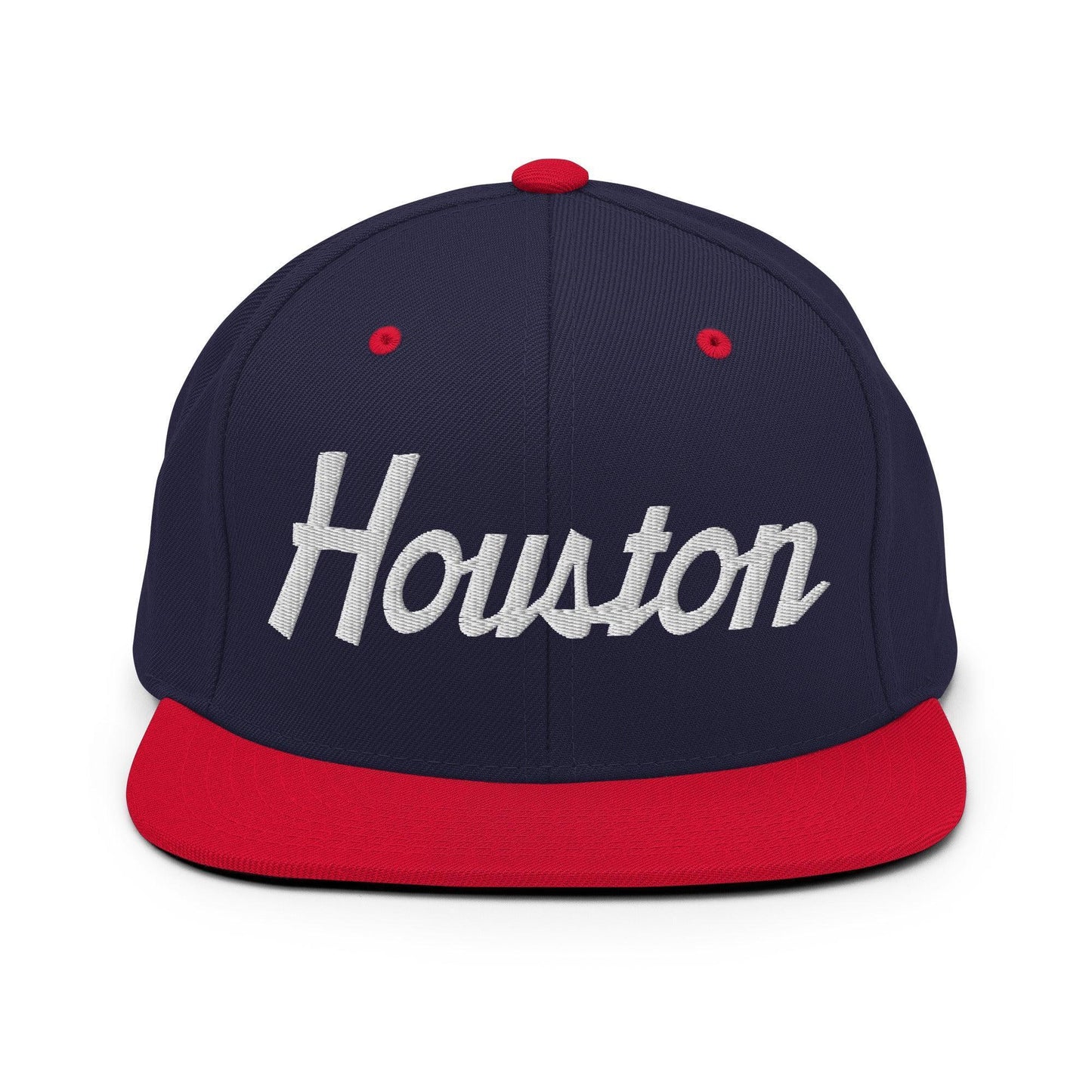 Houston Script Snapback Hat Navy Red