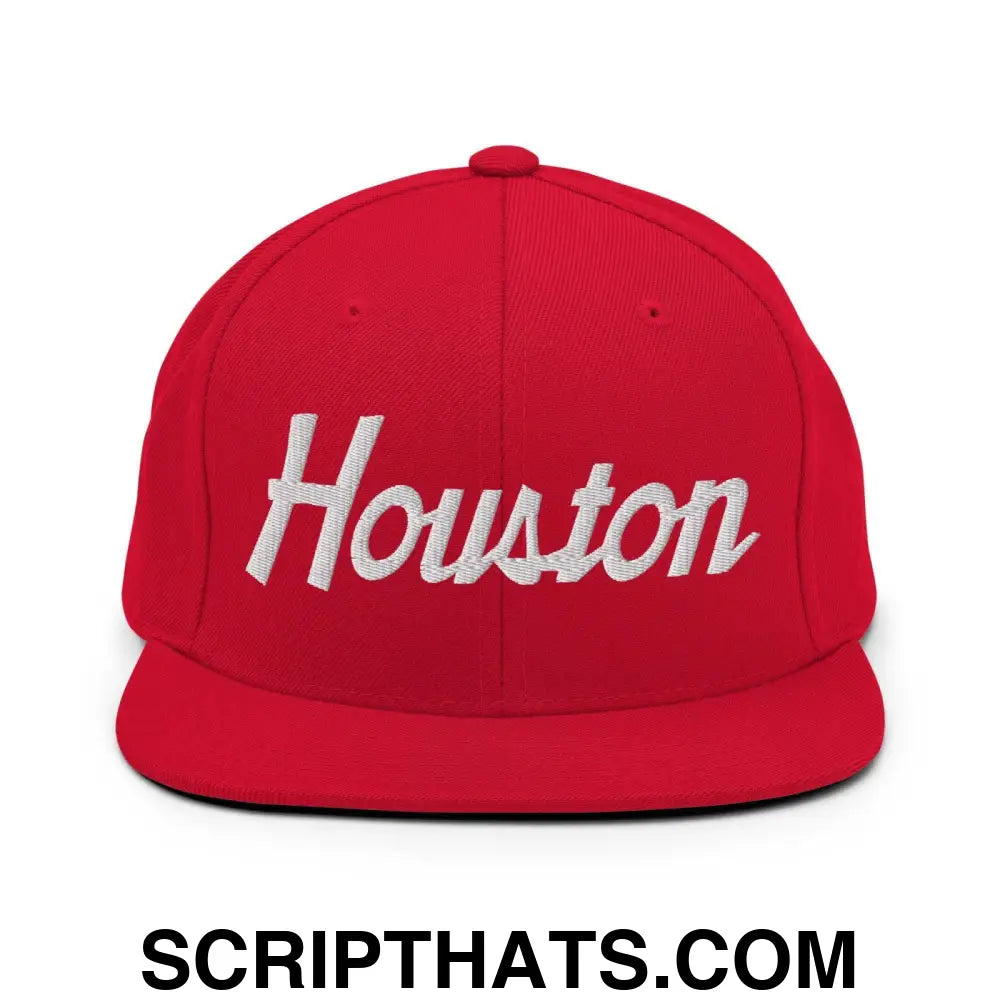 Houston Script Snapback Hat Red