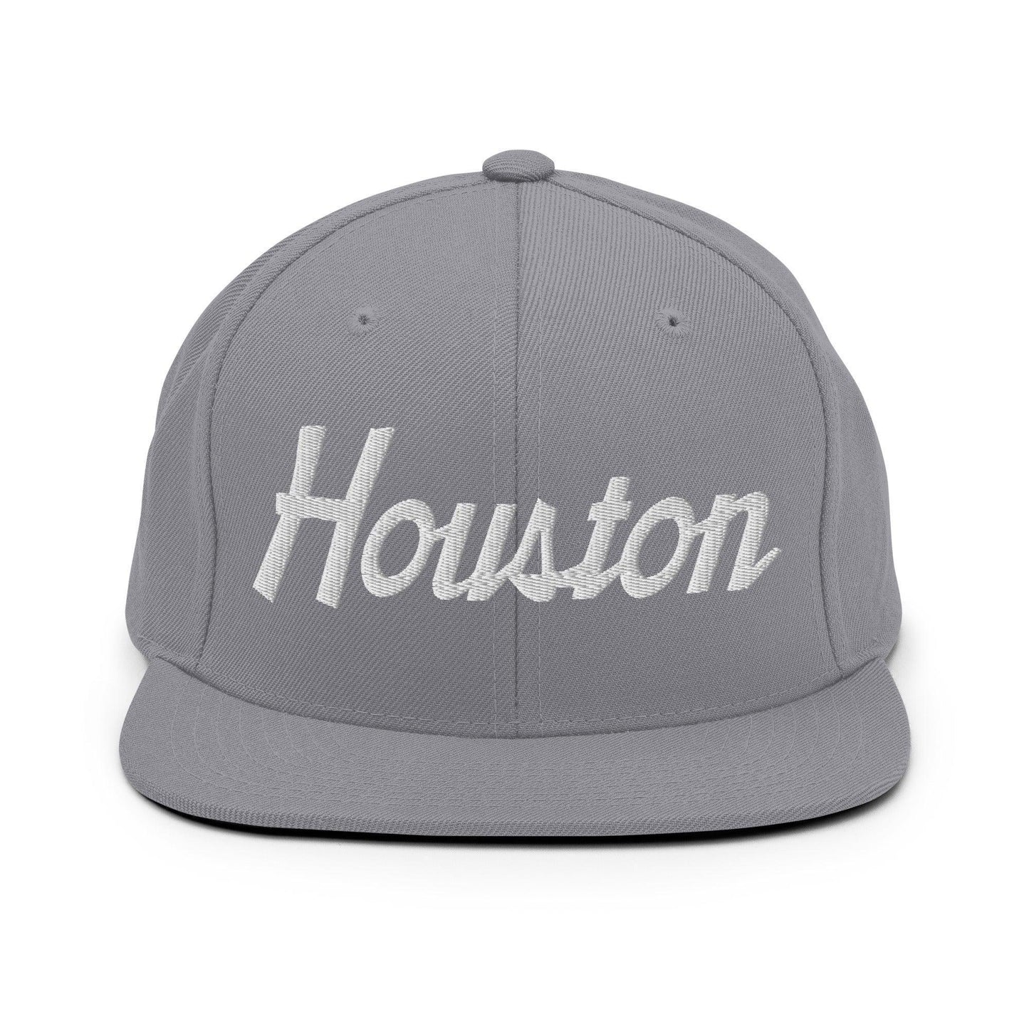 Houston Script Snapback Hat Silver