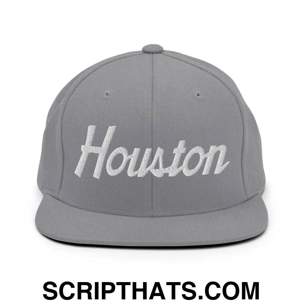 Houston Script Snapback Hat Silver