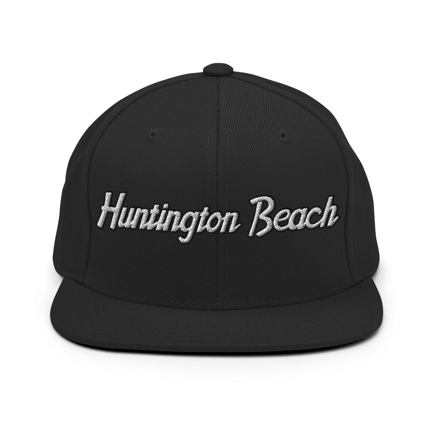 Huntington Beach Script Snapback Hat Black