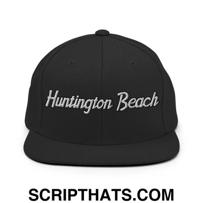 Huntington Beach Script Snapback Hat Black