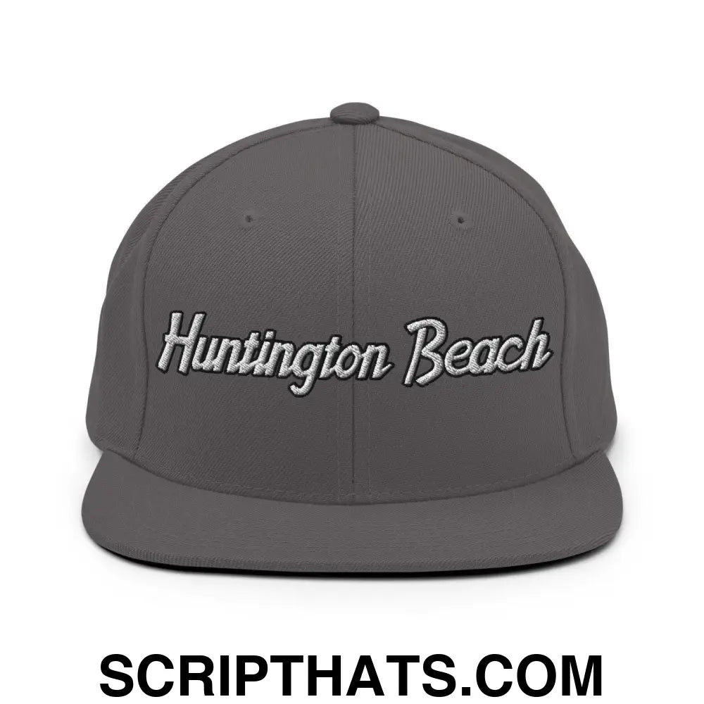 Huntington Beach Script Snapback Hat Dark Grey