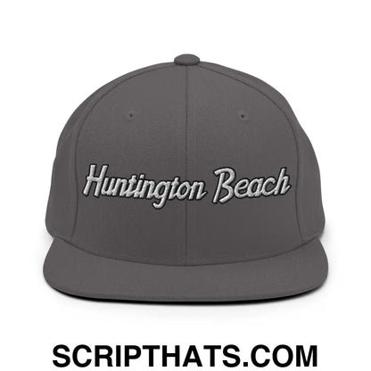 Huntington Beach Script Snapback Hat Dark Grey