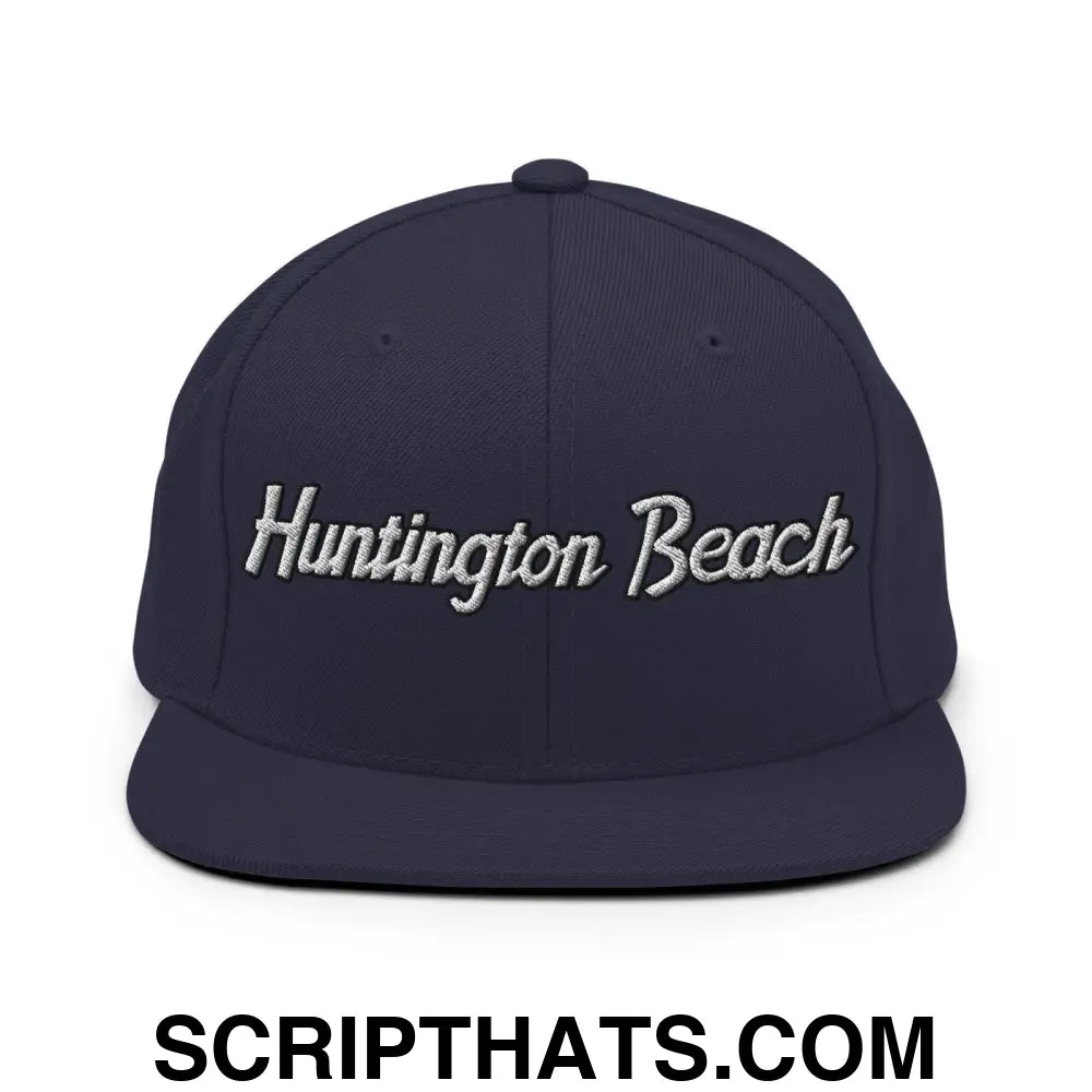 Huntington Beach Script Snapback Hat Navy