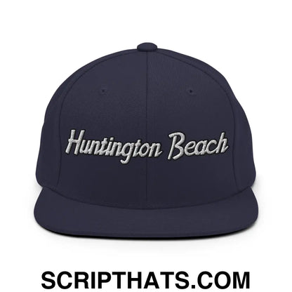 Huntington Beach Script Snapback Hat Navy