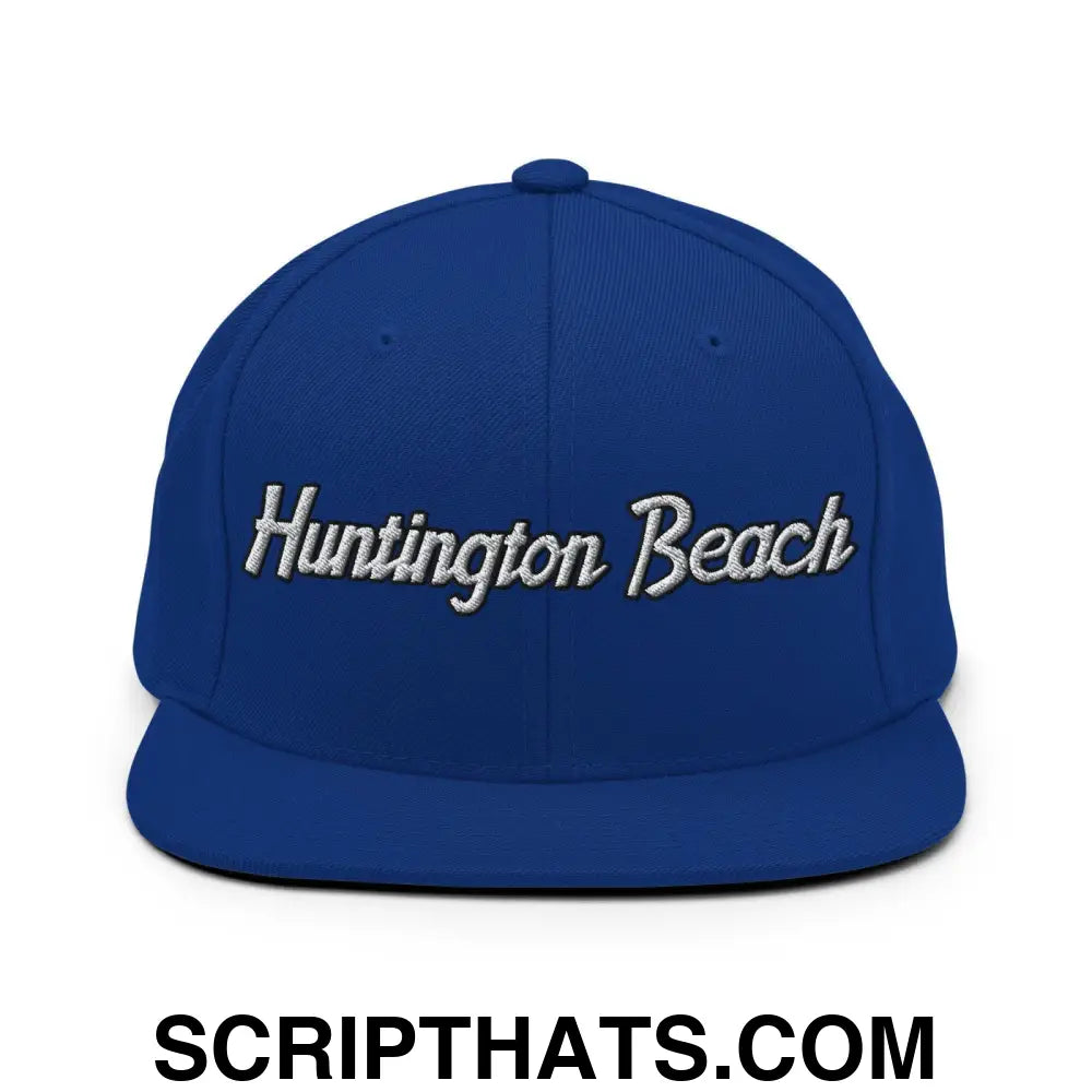 Huntington Beach Script Snapback Hat Royal Blue