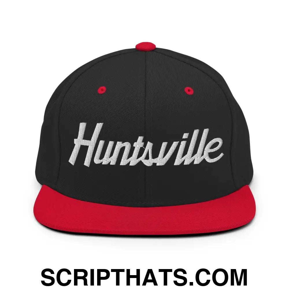 Huntsville Script Snapback Hat Black Red