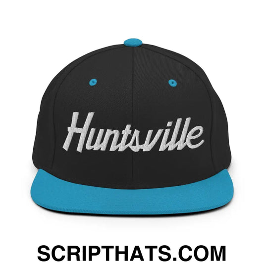 Huntsville Script Snapback Hat Black Teal