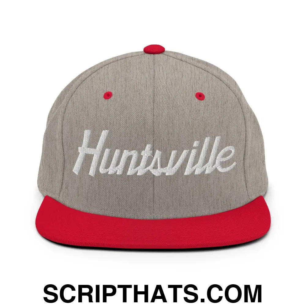 Huntsville Script Snapback Hat Heather Grey Red