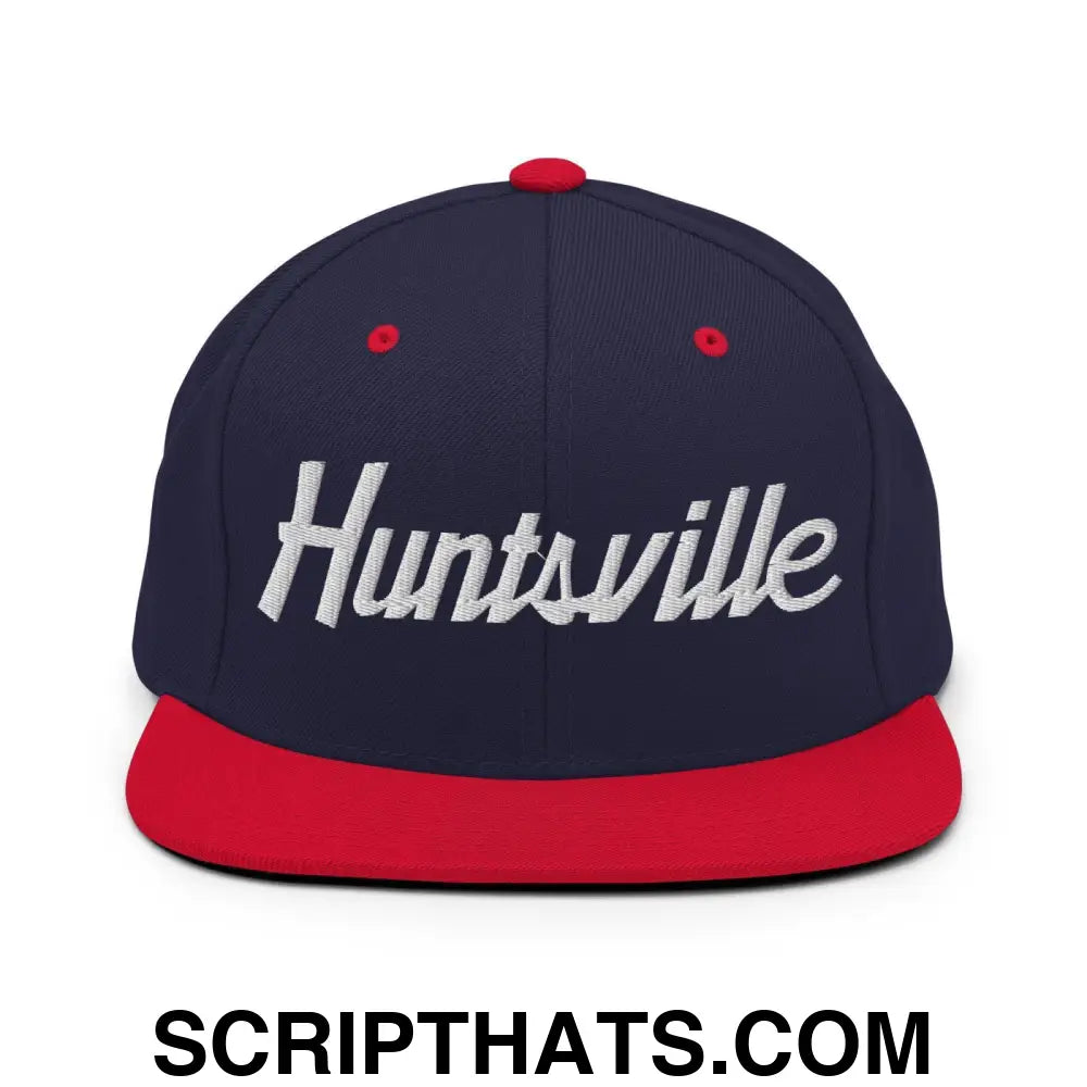 Huntsville Script Snapback Hat Navy Red