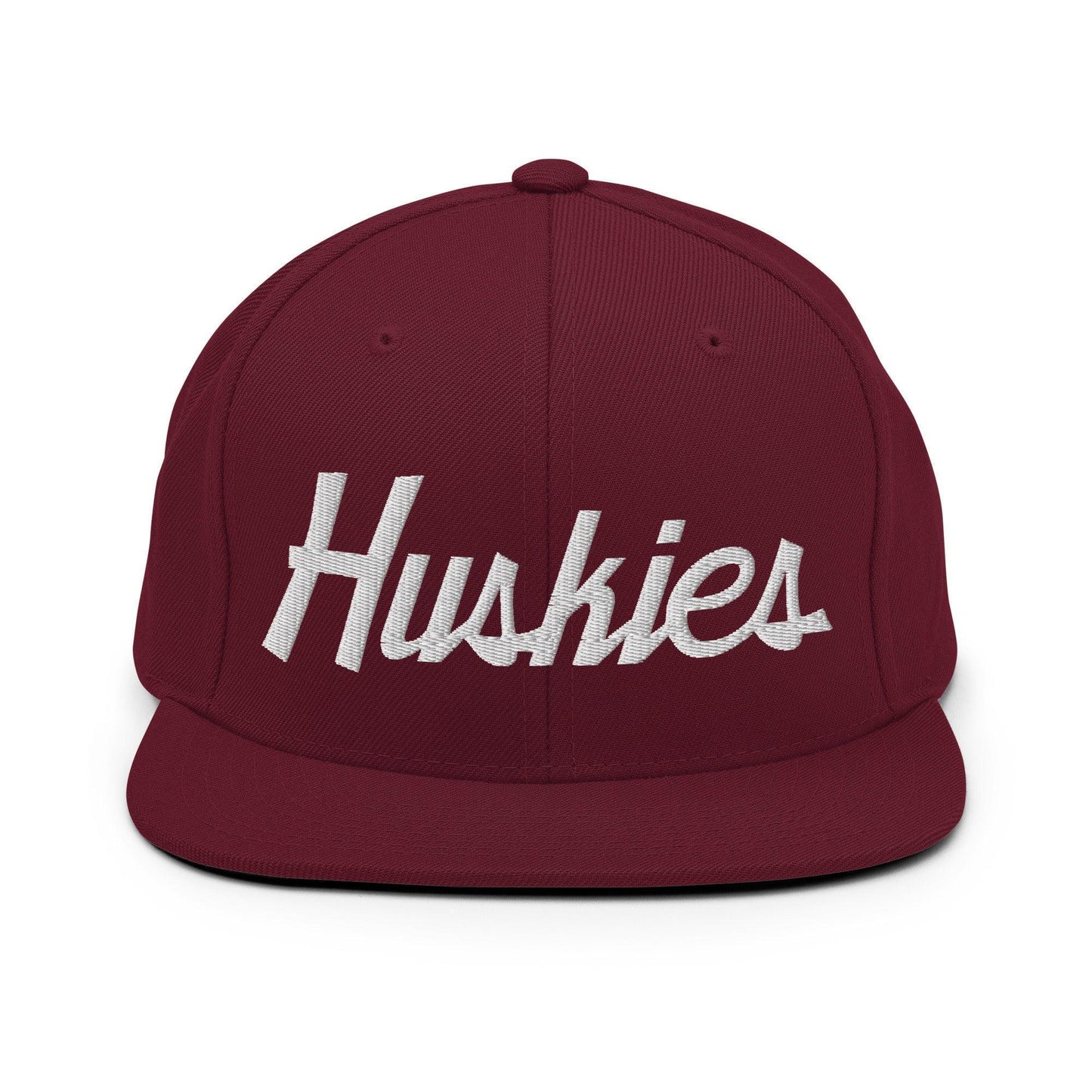 Huskies School Mascot Script Snapback Hat Maroon