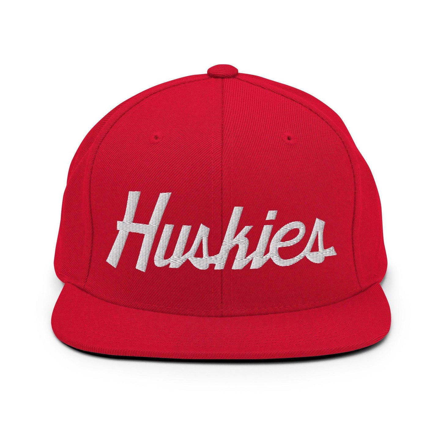 Huskies School Mascot Script Snapback Hat Red