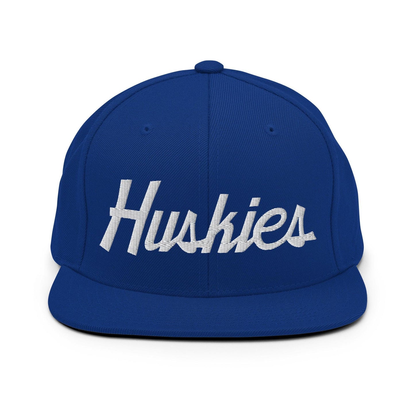 Huskies School Mascot Script Snapback Hat Royal Blue