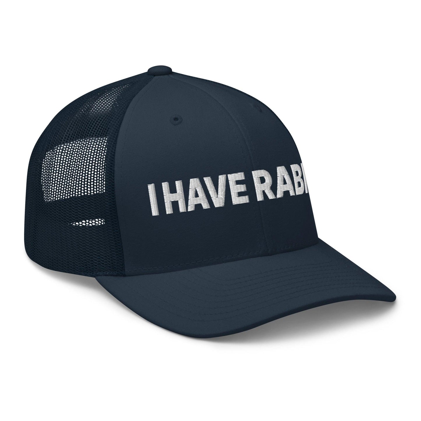 I Have Rabies Embroidered Mesh Trucker Hat Navy