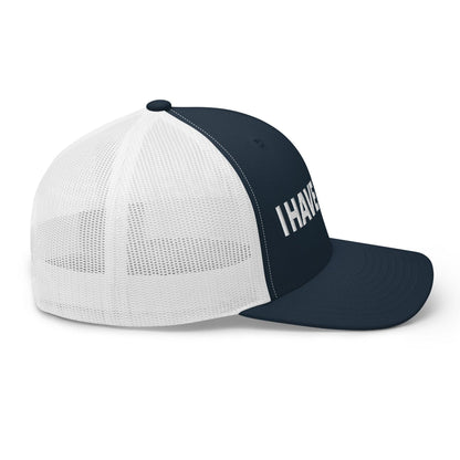 I Have Rabies Embroidered Mesh Trucker Hat Navy White