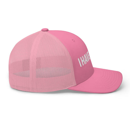 I Have Rabies Embroidered Mesh Trucker Hat Pink