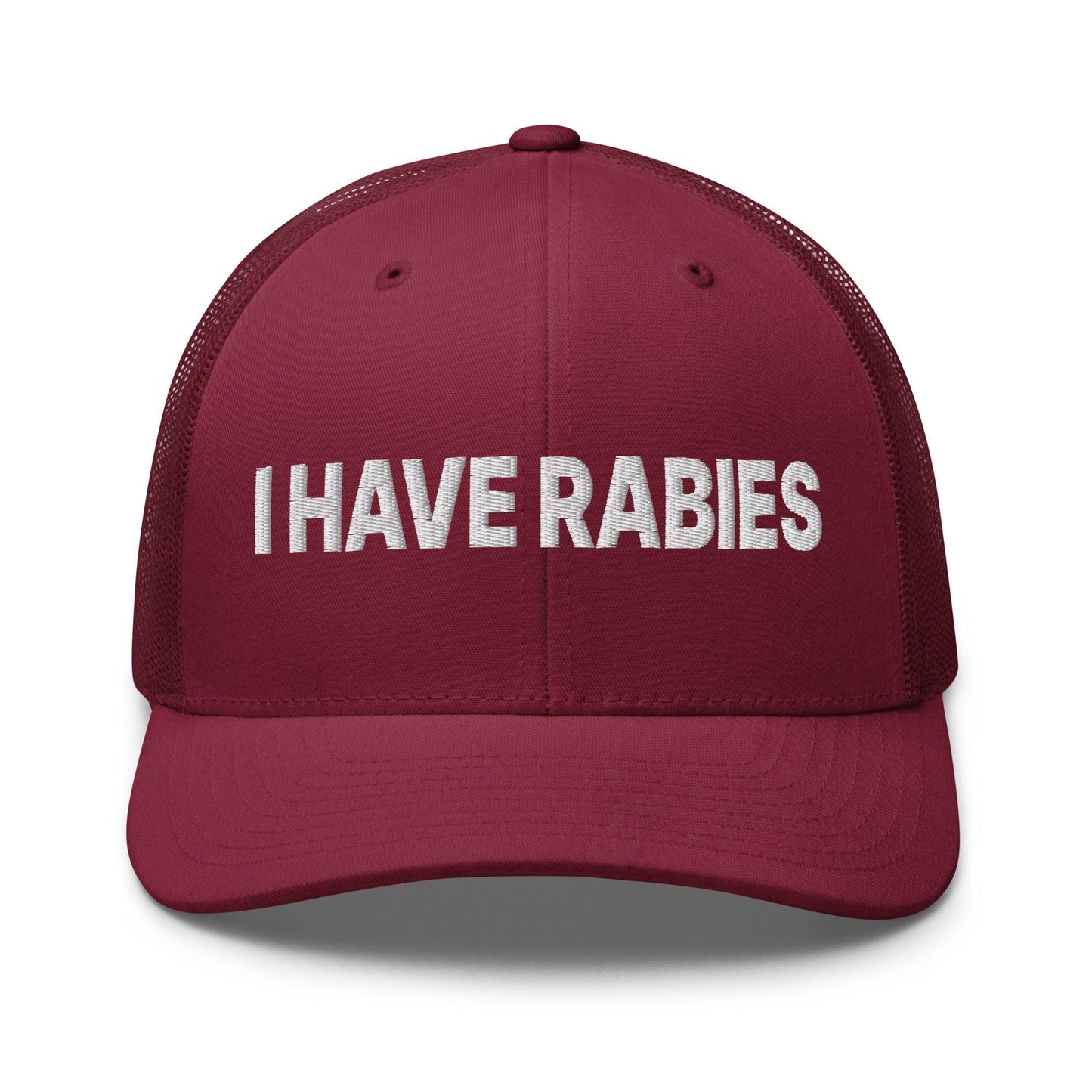 I Have Rabies Embroidered Mesh Trucker Hat Cranberry