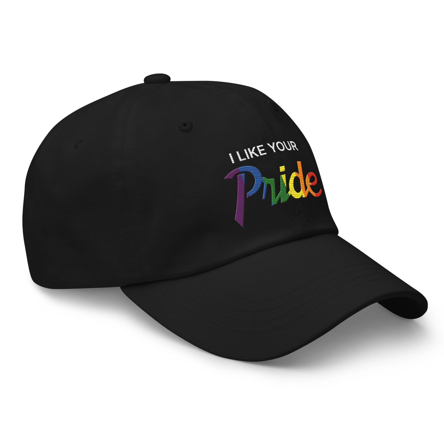 I Like Your Pride Baseball Vintage Sports Script Dad Hat Black