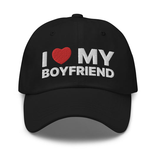 I Love My Boyfriend Dad Hat Black