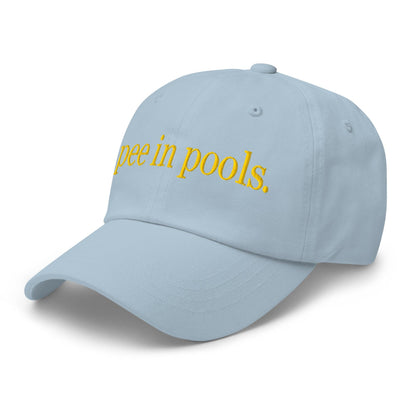 I Pee in Pools Embroidered Dad Hat Light Blue