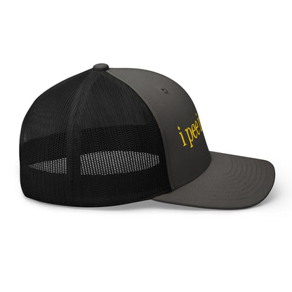 I Pee in Pools Embroidered Mesh Trucker Hat Charcoal Black