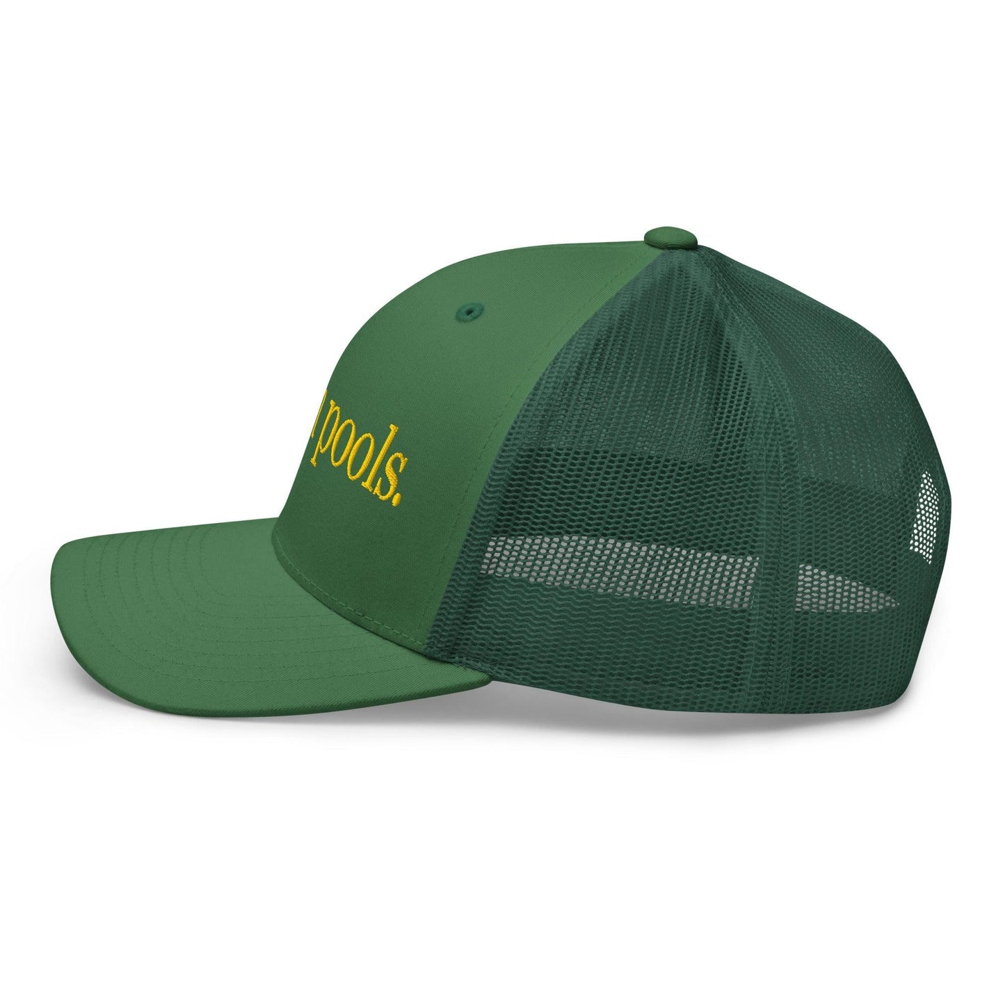 I Pee in Pools Embroidered Mesh Trucker Hat Evergreen