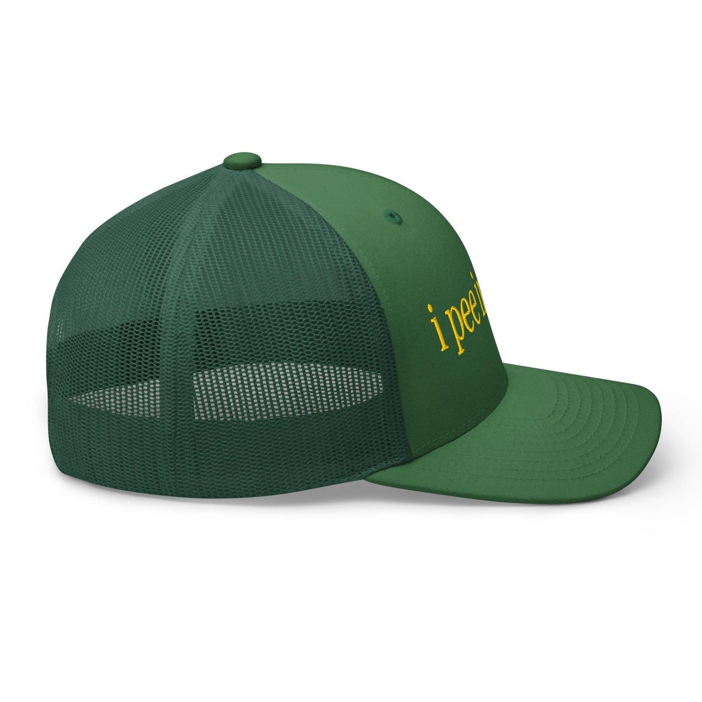 I Pee in Pools Embroidered Mesh Trucker Hat Evergreen