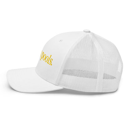 I Pee in Pools Embroidered Mesh Trucker Hat White