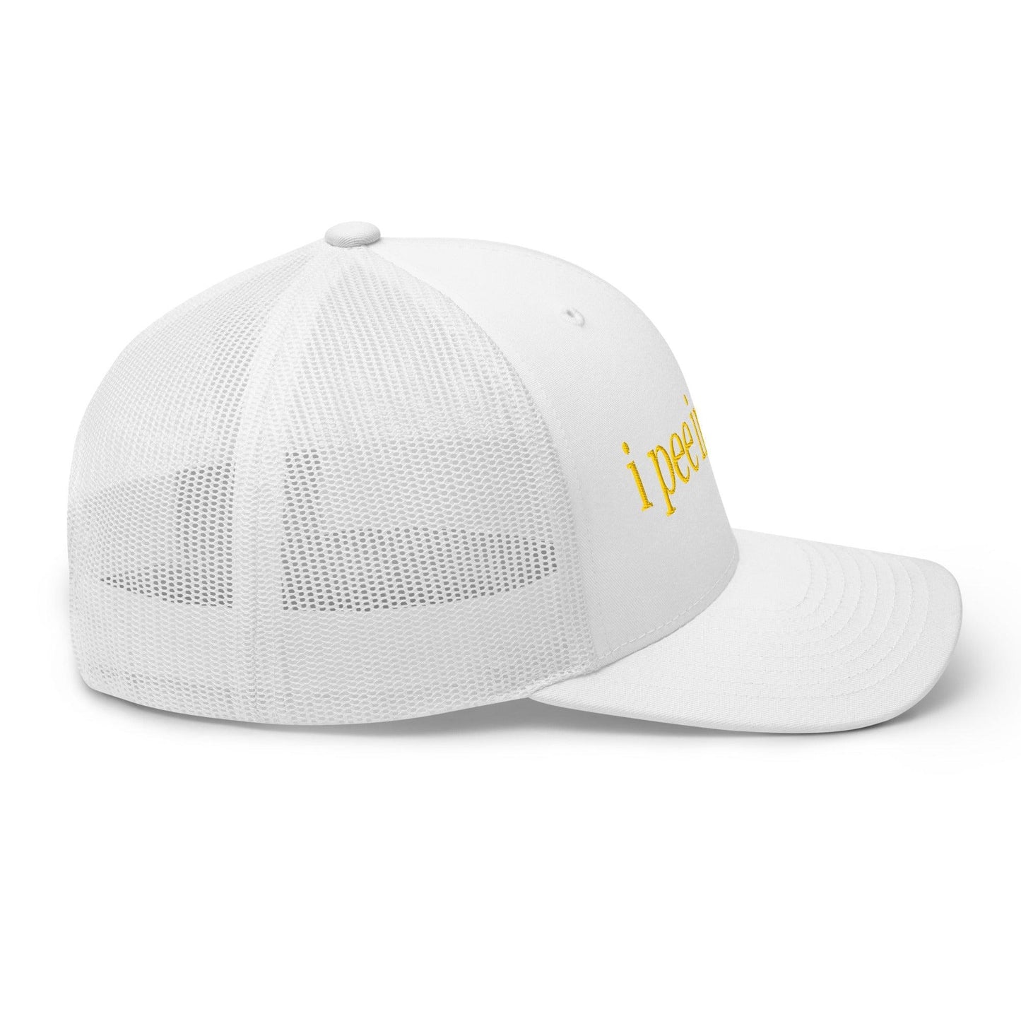 I Pee in Pools Embroidered Mesh Trucker Hat White