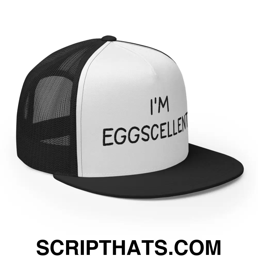 I'm Eggscellent Regular Trucker Show Hat Black White Black