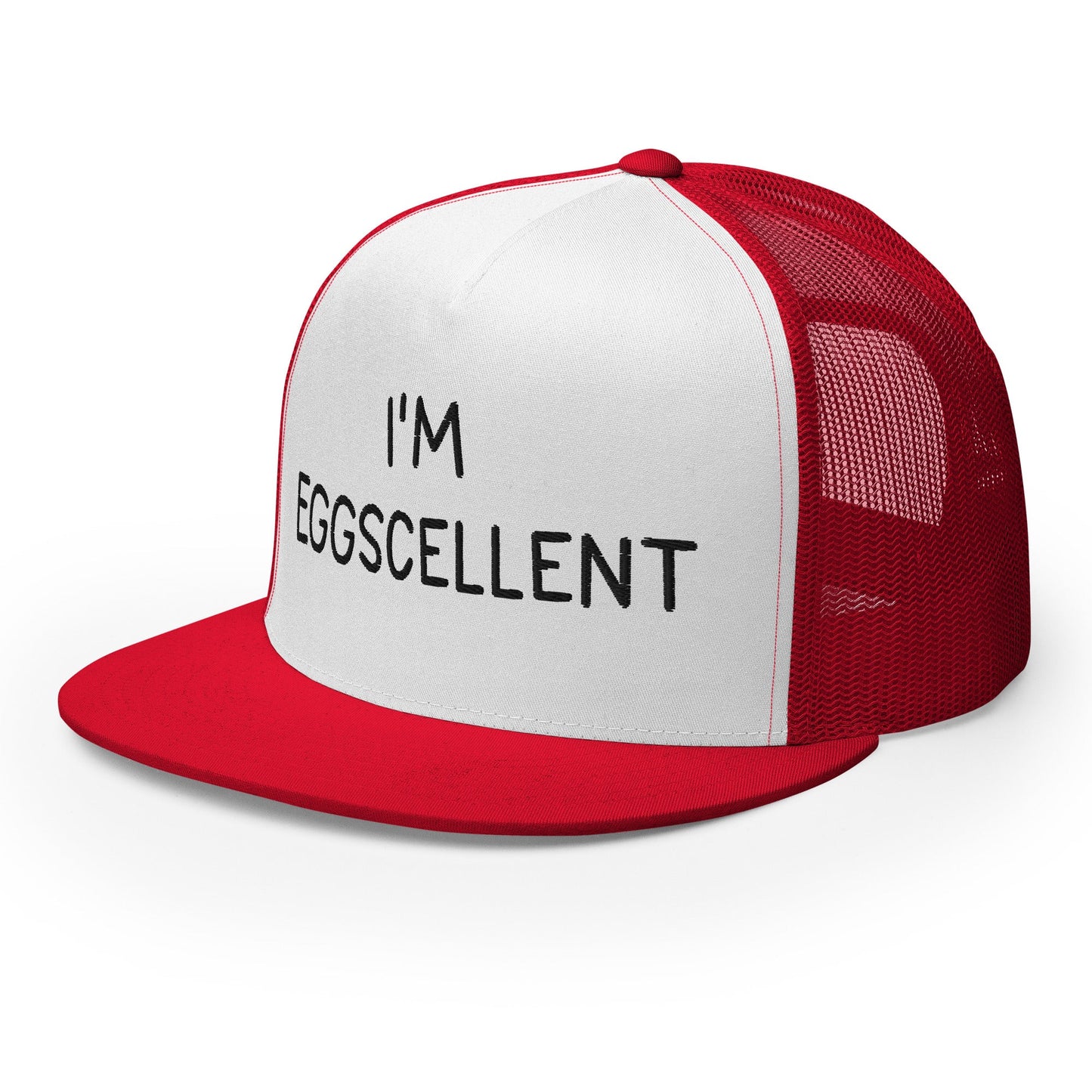 I'm Eggscellent Regular Trucker Show Hat Red White Red