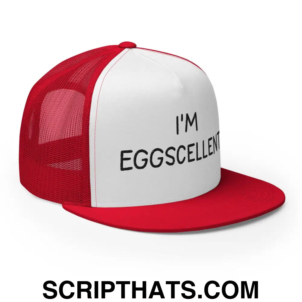 I'm Eggscellent Regular Trucker Show Hat Red White Red